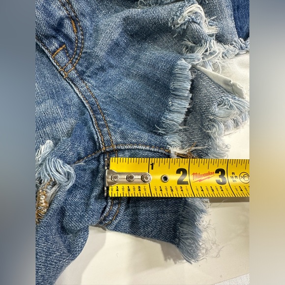 AMERICAN EAGLE OUTFITTERS FESTIVAL shorts VINTAGE HI-RISE blue denim shorts 6 - Picture 9 of 11